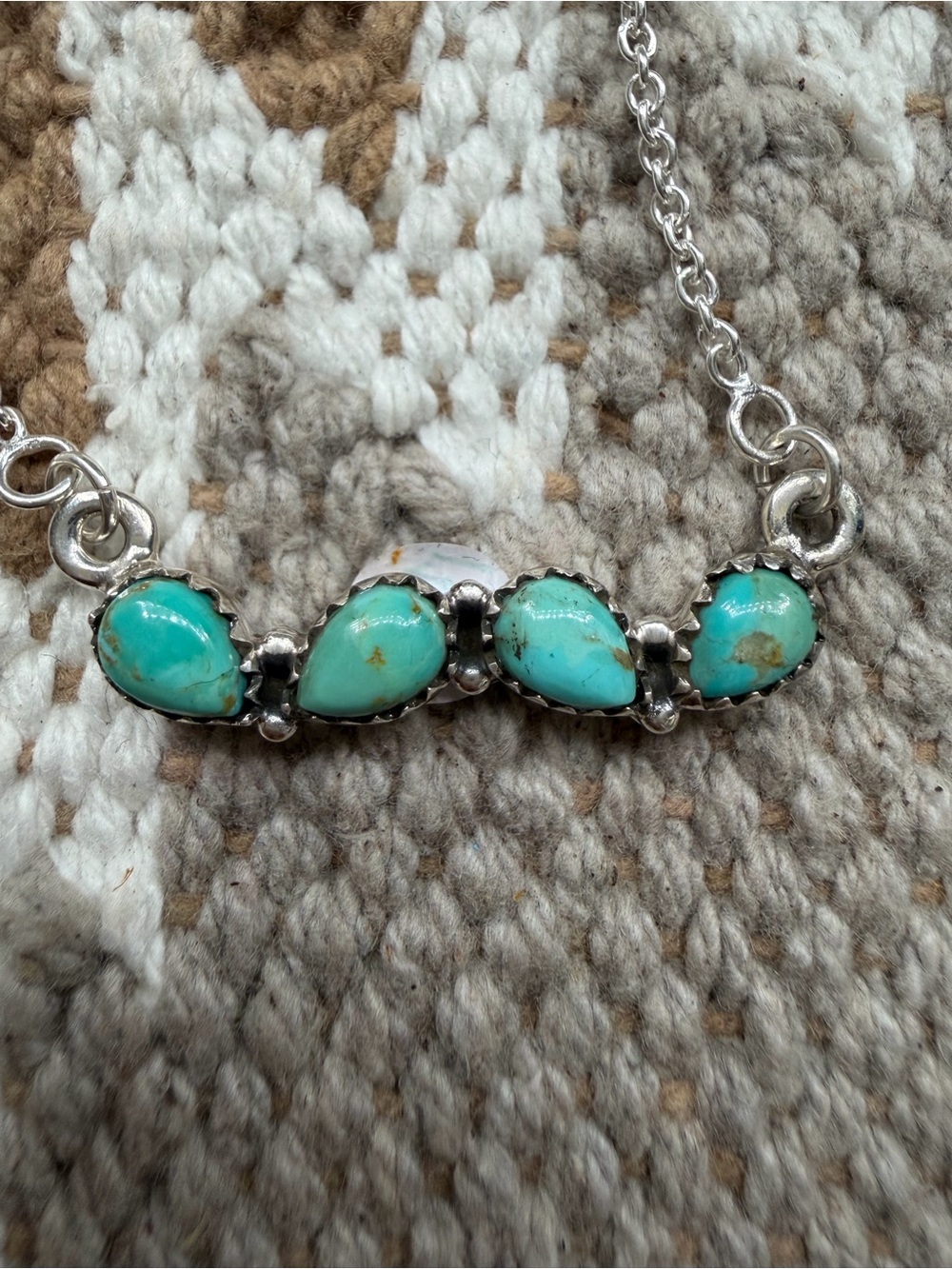 Kingman turquoise Bar sterling silver necklace